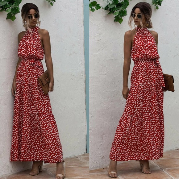 Boho gypsy dot halter maxi dress - Picture 4 of 4